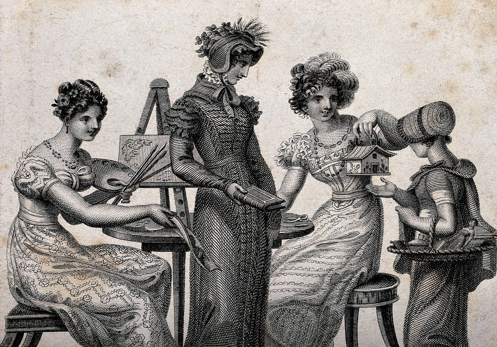 Donne al cavalletto, incisione (Wellcome Collection)